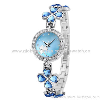 New Fashionable Ladies' Watch with Tungsten Case and Strap, Diamond Setting